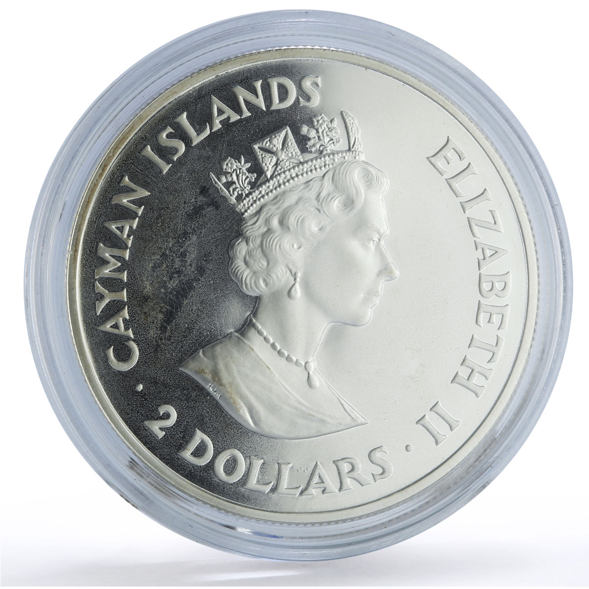 Cayman Islands 2 dollars Currency Board 25th Anniversary proof silver coin 1996