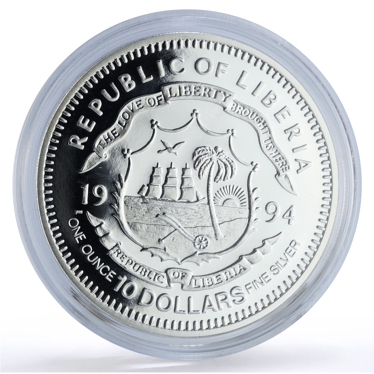 Liberia 10 dollars World War II WWII Generals Montgomery proof silver coin 1994