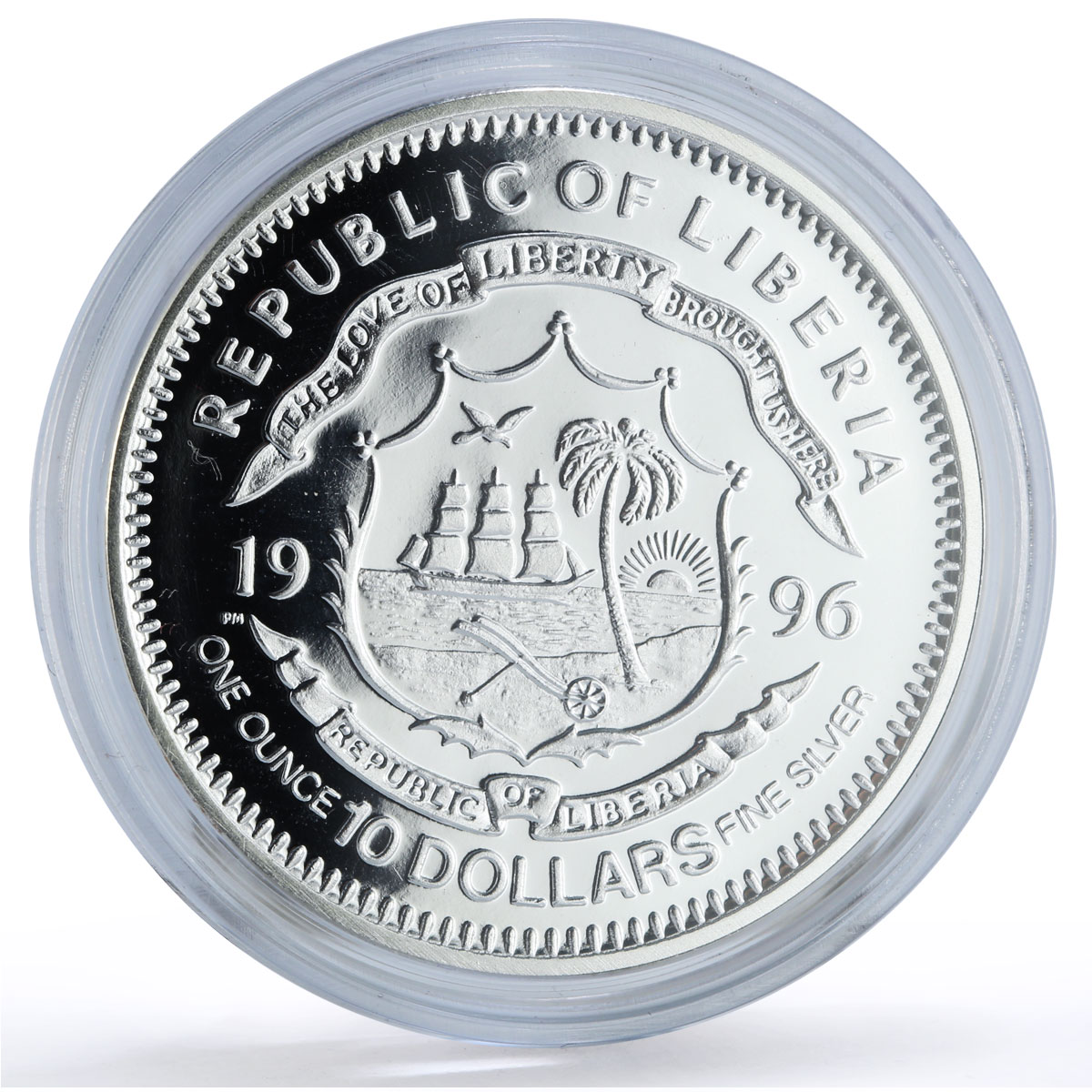 Liberia 10 dollars Mao Zedong President Nixon Politics proof silver coin 1996