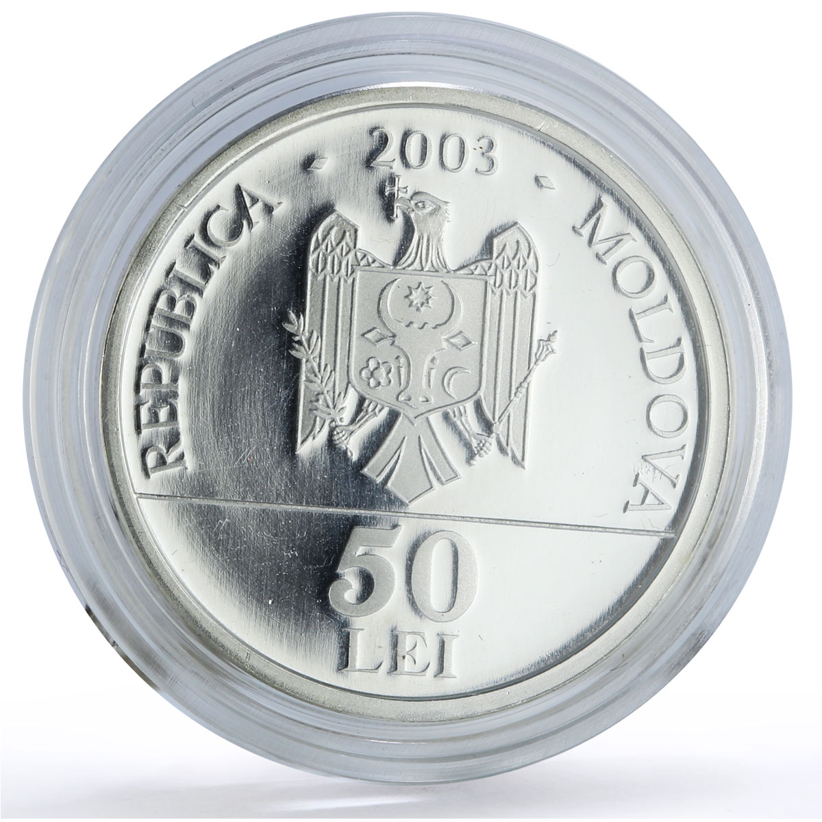 Moldova 50 lei Prince Dimitrie Cantemir History Politics proof silver coin 2003