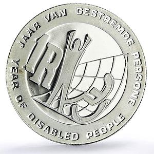 South Africa 1 rand IYDP Disabled Persons Year proof silver coin 1986