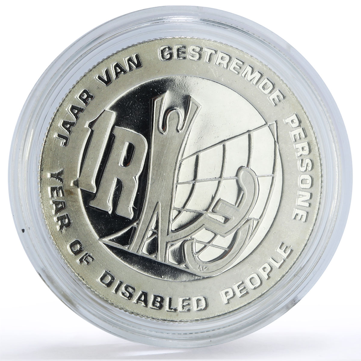 South Africa 1 rand IYDP Disabled Persons Year proof silver coin 1986