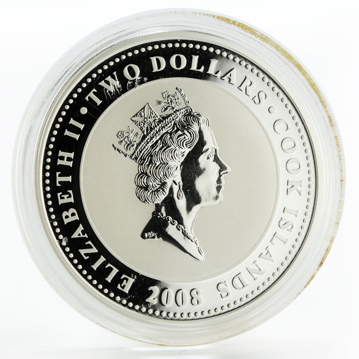 Cook Islands 2 dollars Swan bird Live is precious silver coin 2008