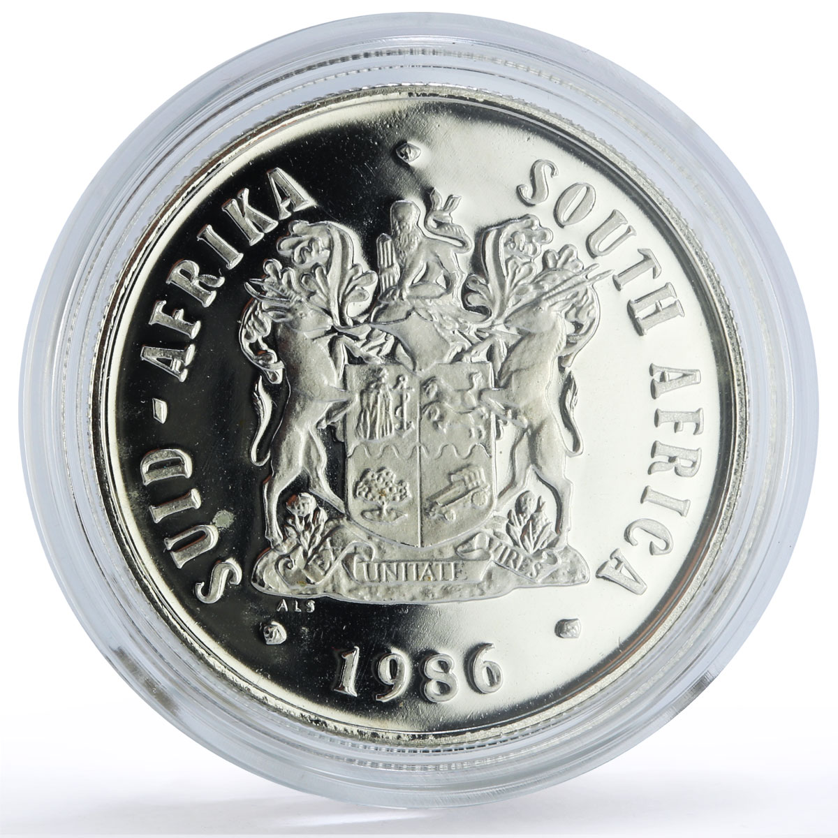 South Africa 1 rand IYDP Disabled Persons Year proof silver coin 1986