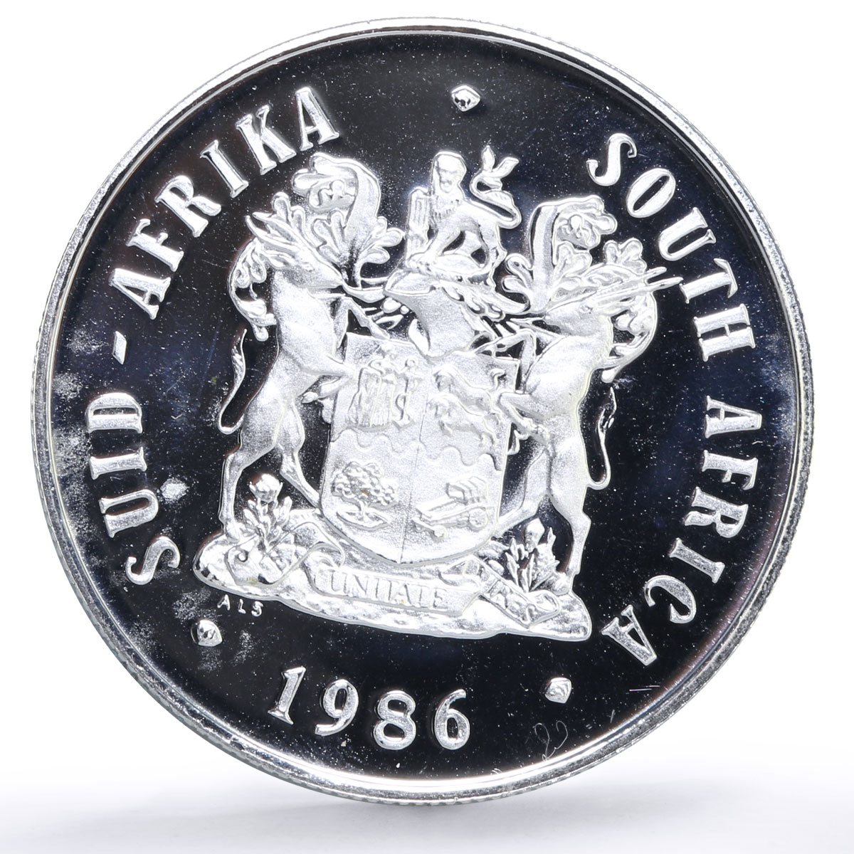 South Africa 1 rand IYDP Disabled Persons Year proof silver coin 1986