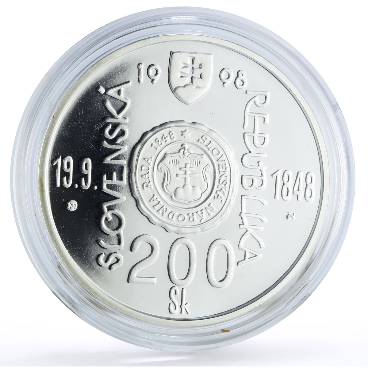 Slovakia 200 korun Uprising Revolt 150th Anniversary proof silver coin 1998