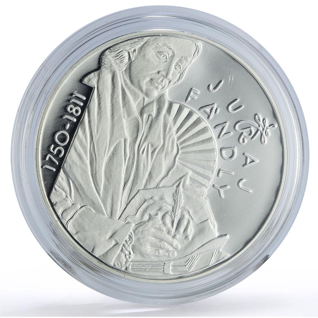 Slovakia 200 korun Writer Juraj Fandly Jubilee Literature proof silver coin 2000