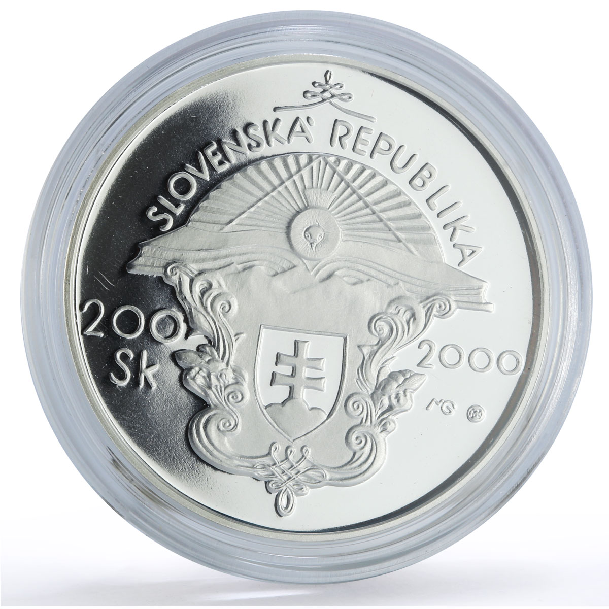 Slovakia 200 korun Writer Juraj Fandly Jubilee Literature proof silver coin 2000