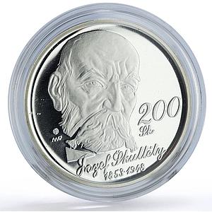 Slovakia 200 korun Linguist Josef Skultety Science proof silver coin 2003