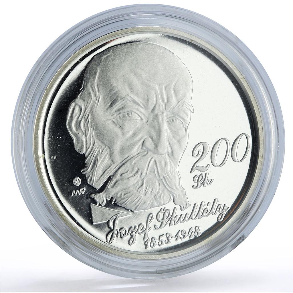Slovakia 200 korun Linguist Josef Skultety Science proof silver coin 2003