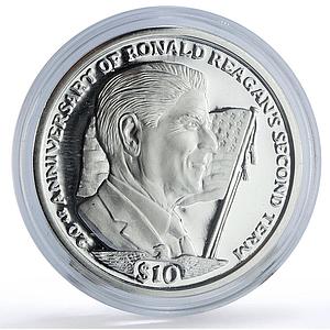 Sierra Leone 10 dollars President Ronald Reagan Politics proof silver coin 2004