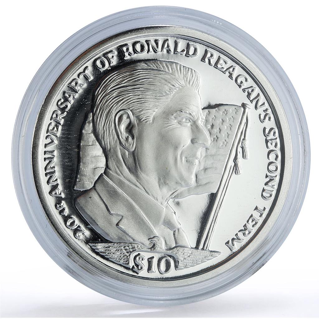Sierra Leone 10 dollars President Ronald Reagan Politics proof silver coin 2004