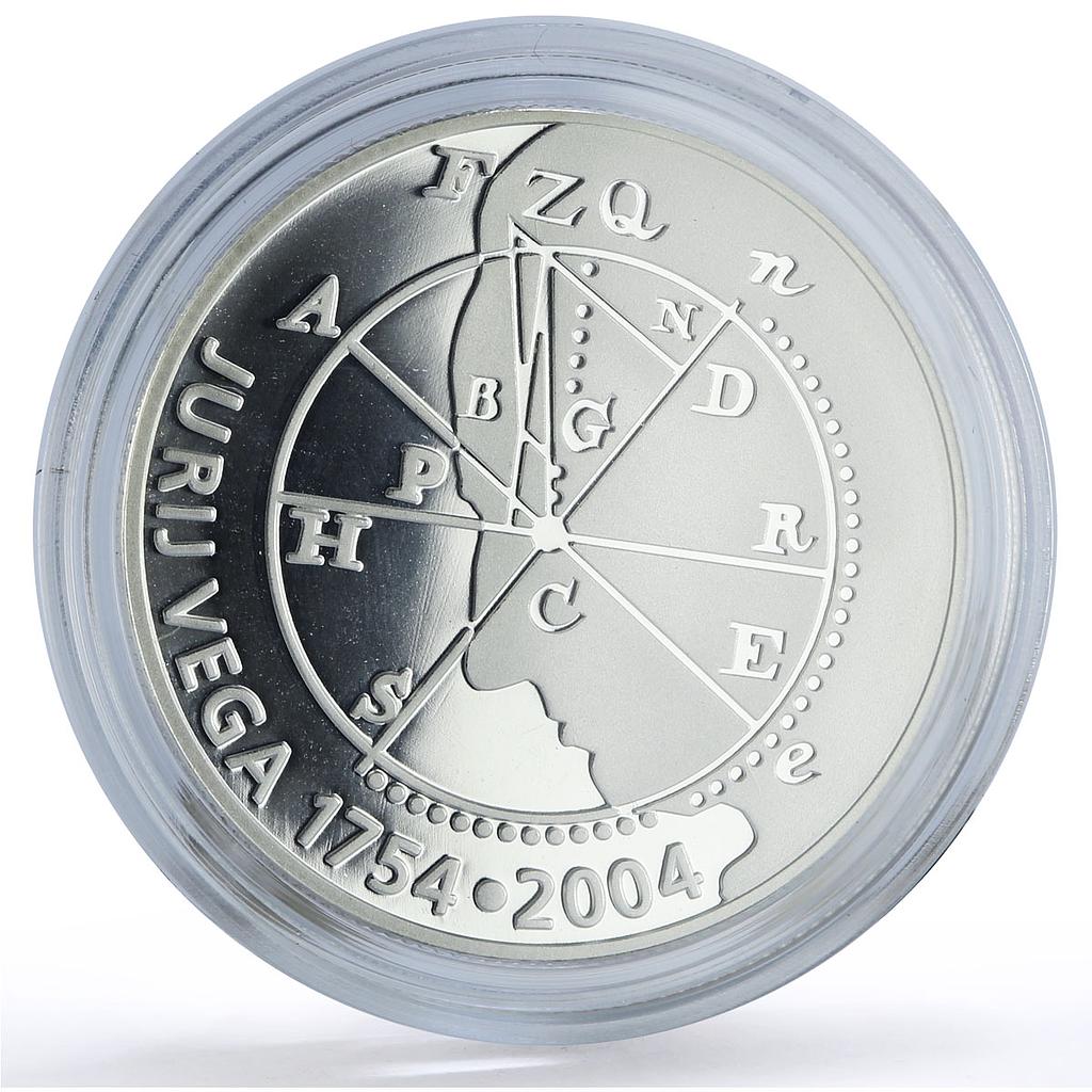 Slovenia 5000 tolarjev Physicist Jurij Vega Science proof silver coin 2004