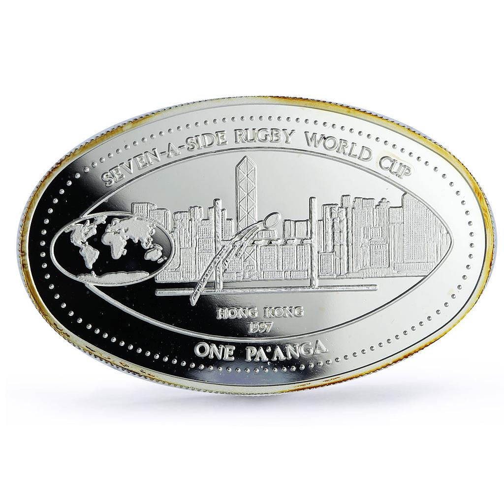 Tonga 1 paanga Rugby World Cup in Hong Kong City View proof silver coin 1997