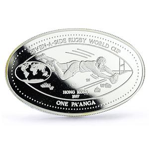 Tonga 1 paanga Rugby World Cup in Hong Kong Player proof silver coin 1997