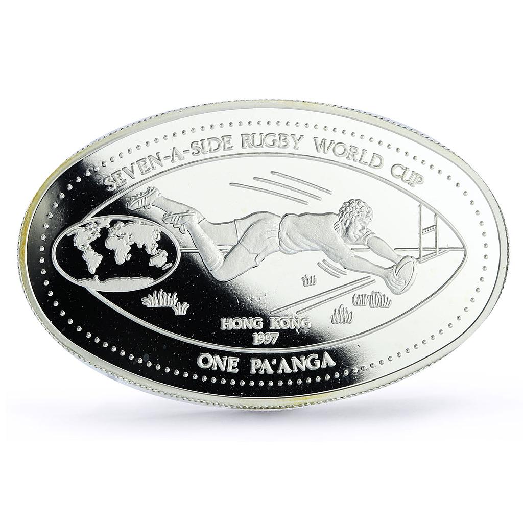 Tonga 1 paanga Rugby World Cup in Hong Kong Player proof silver coin 1997