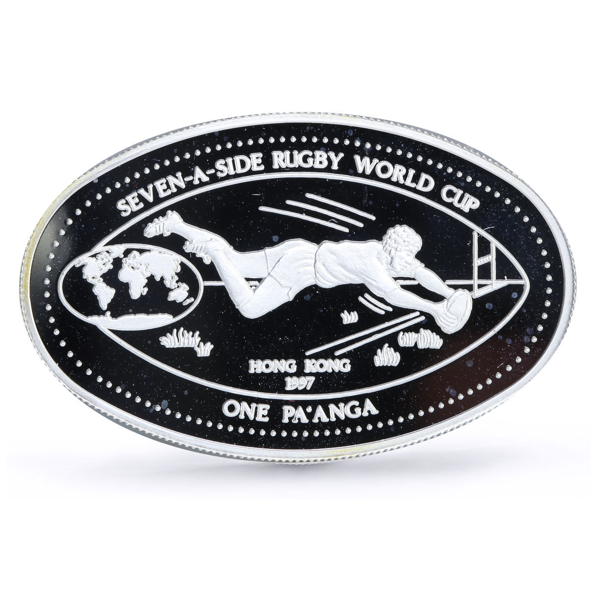 Tonga 1 paanga Rugby World Cup in Hong Kong Player proof silver coin 1997
