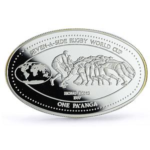 Tonga 1 paanga Rugby World Cup in Hong Kong Players proof silver coin 1997