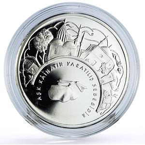 Turkey 30 lira Poet Mevlana Rumi Village Scene Literature silver coin 2007