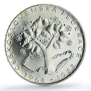 Czechoslovakia 500 korun National Federation 20th Anniversary silver coin 1988