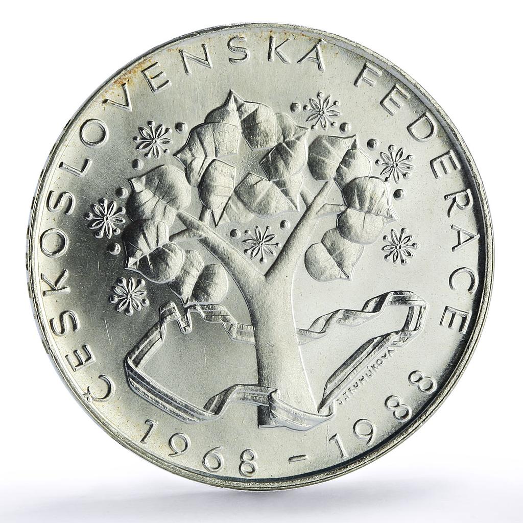 Czechoslovakia 500 korun National Federation 20th Anniversary silver coin 1988