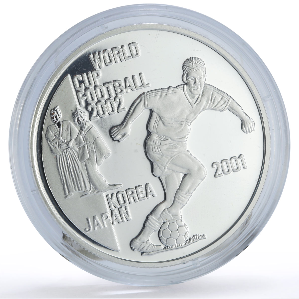 Laos 1000 kip Football World Cup in Korea Japan Player proof silver coin 2001