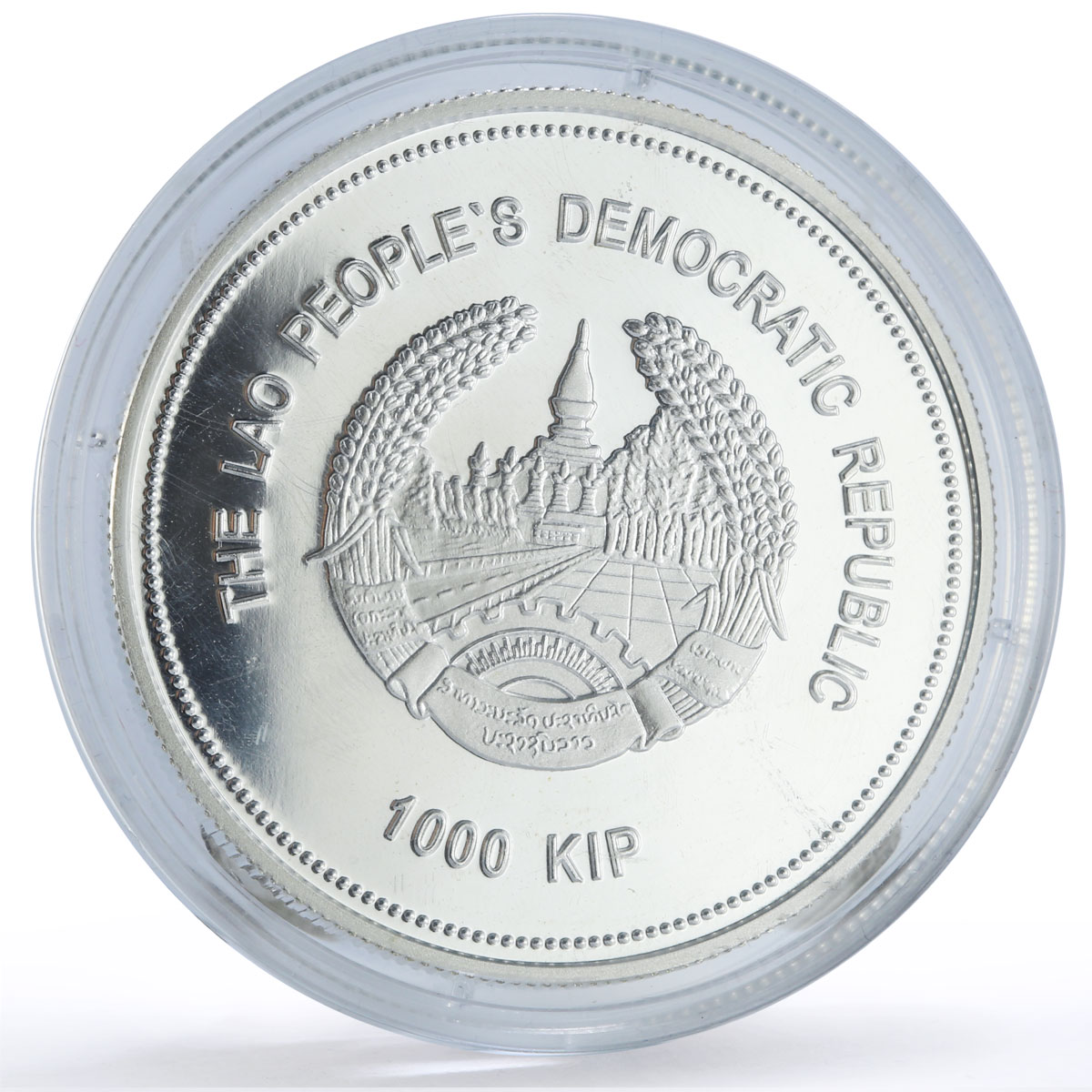 Laos 1000 kip Football World Cup in Korea Japan Player proof silver coin 2001