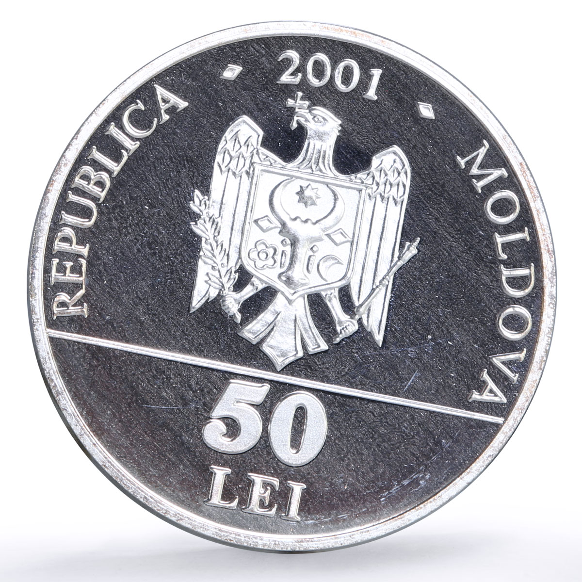 Moldova 50 lei Constantin Brancusi 125th Anniversary Art proof silver coin 2001