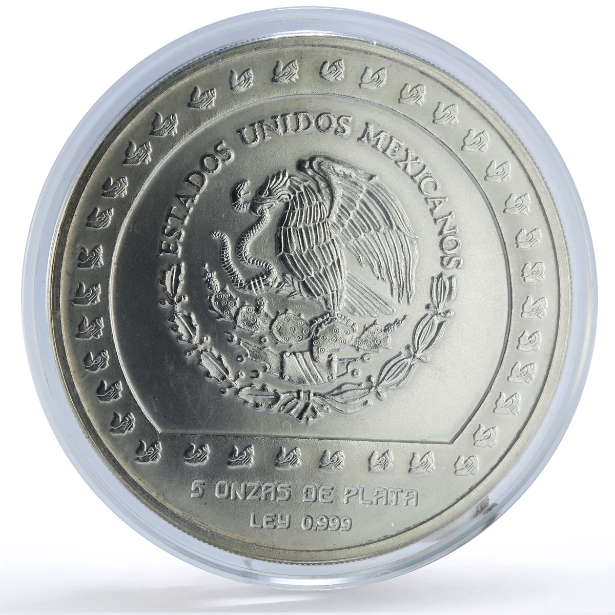 Mexico 10000 pesos Precolombina Piedra de Tizoc 5 oz silver coin 1992