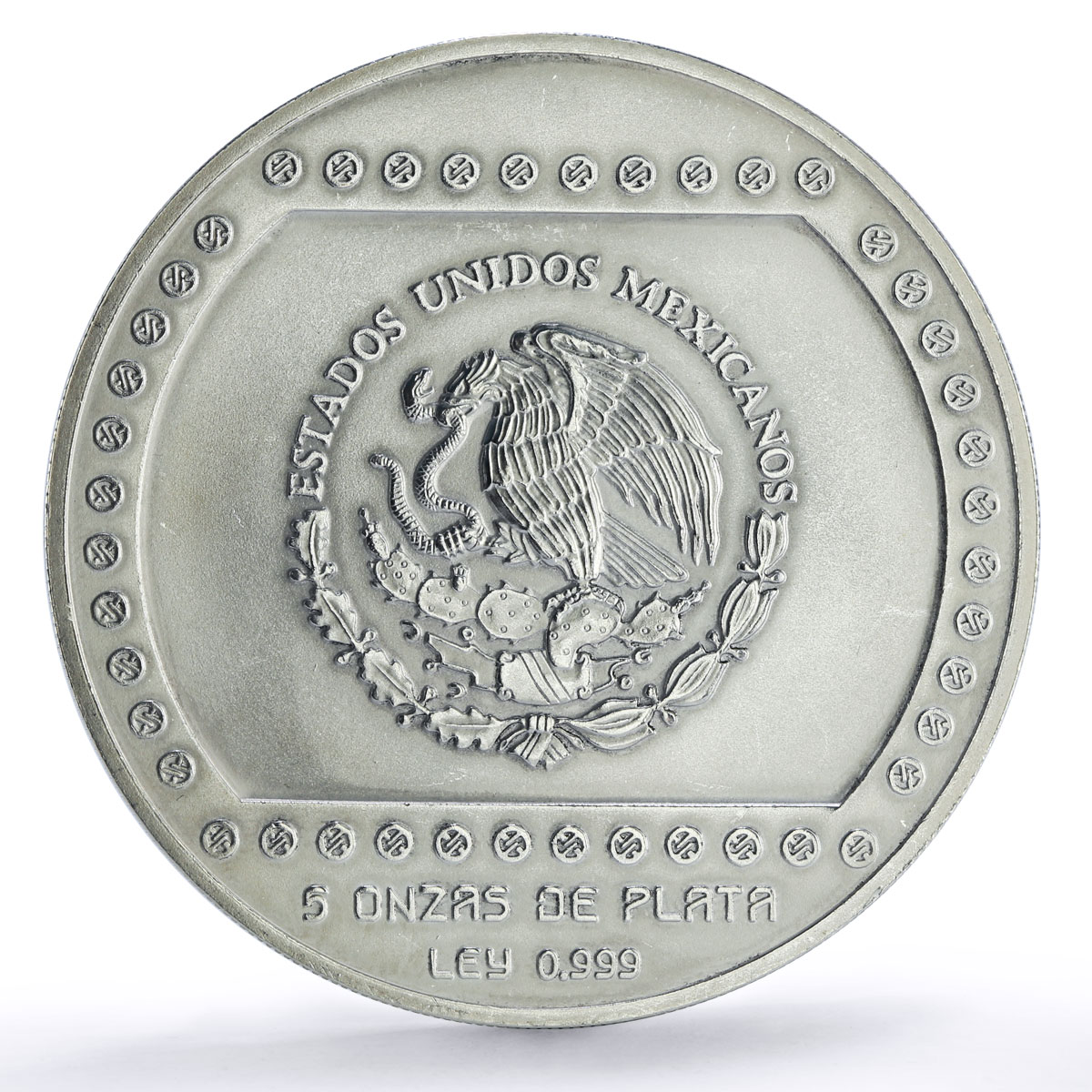 Mexico 10 pesos Precolombina Pyramid El Tajin 5 oz silver coin 1993