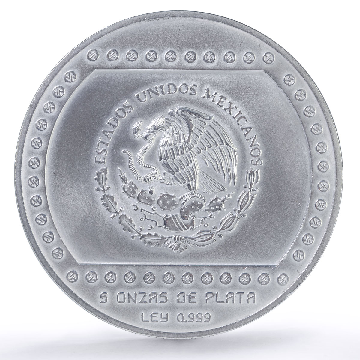 Mexico 10 pesos Precolombina Pyramid El Tajin 5 oz silver coin 1993