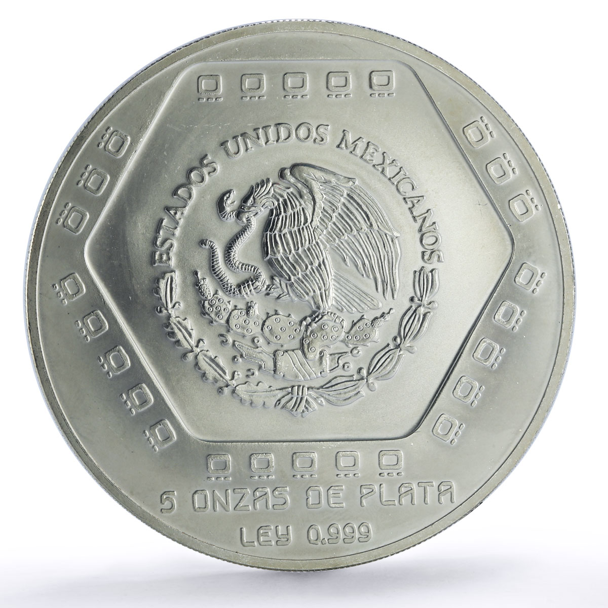 Mexico 10 pesos Precolombina Piramide Castillo Pyramid 5 oz silver coin 1994