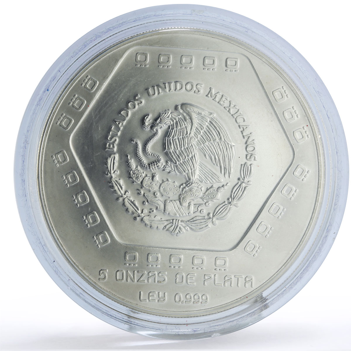 Mexico 10 pesos Precolombina Piramide Castillo Pyramid 5 oz silver coin 1994