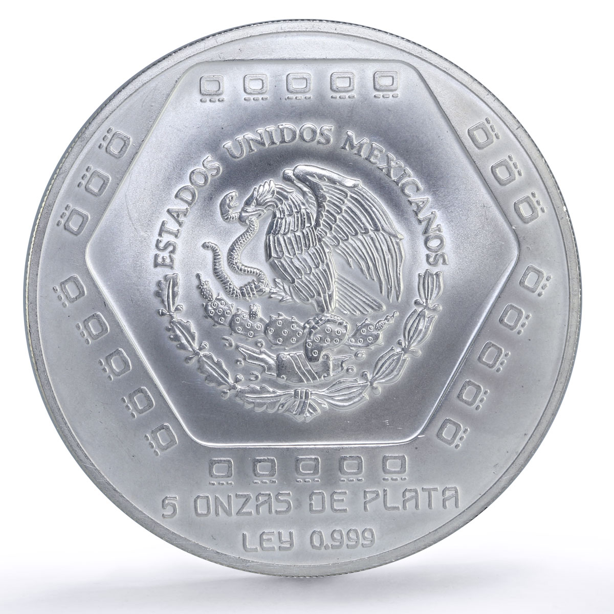 Mexico 10 pesos Precolombina Piramide Castillo Pyramid 5 oz silver coin 1994