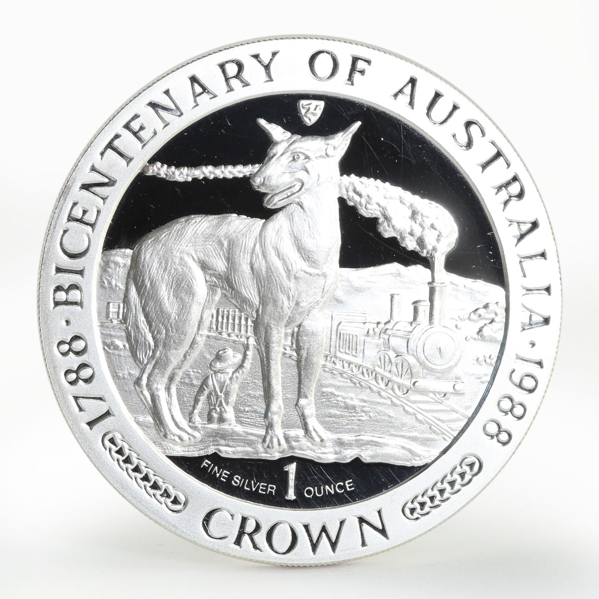 Isle of Man 1 crown Bicentenary of Australia proof silver coin 1988