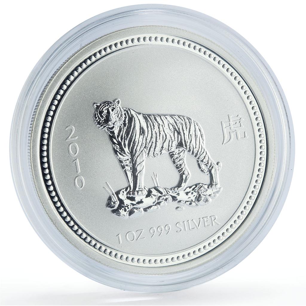 Australia 1 dollar Lunar Calendar series I Year of the Tiger silver coin 2010