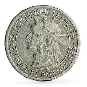 France Guadeloupe 50 centimes Colonial Coinage Arawak Man KM-40 CuNi coin 1903