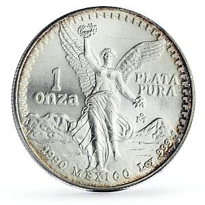 Mexico 1 onza Libertad Angel of Independence silver coin 1990