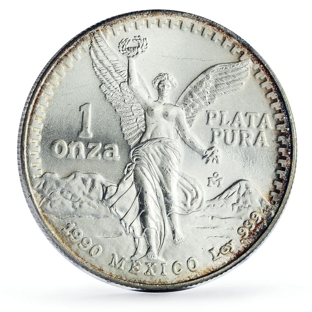Mexico 1 onza Libertad Angel of Independence silver coin 1990