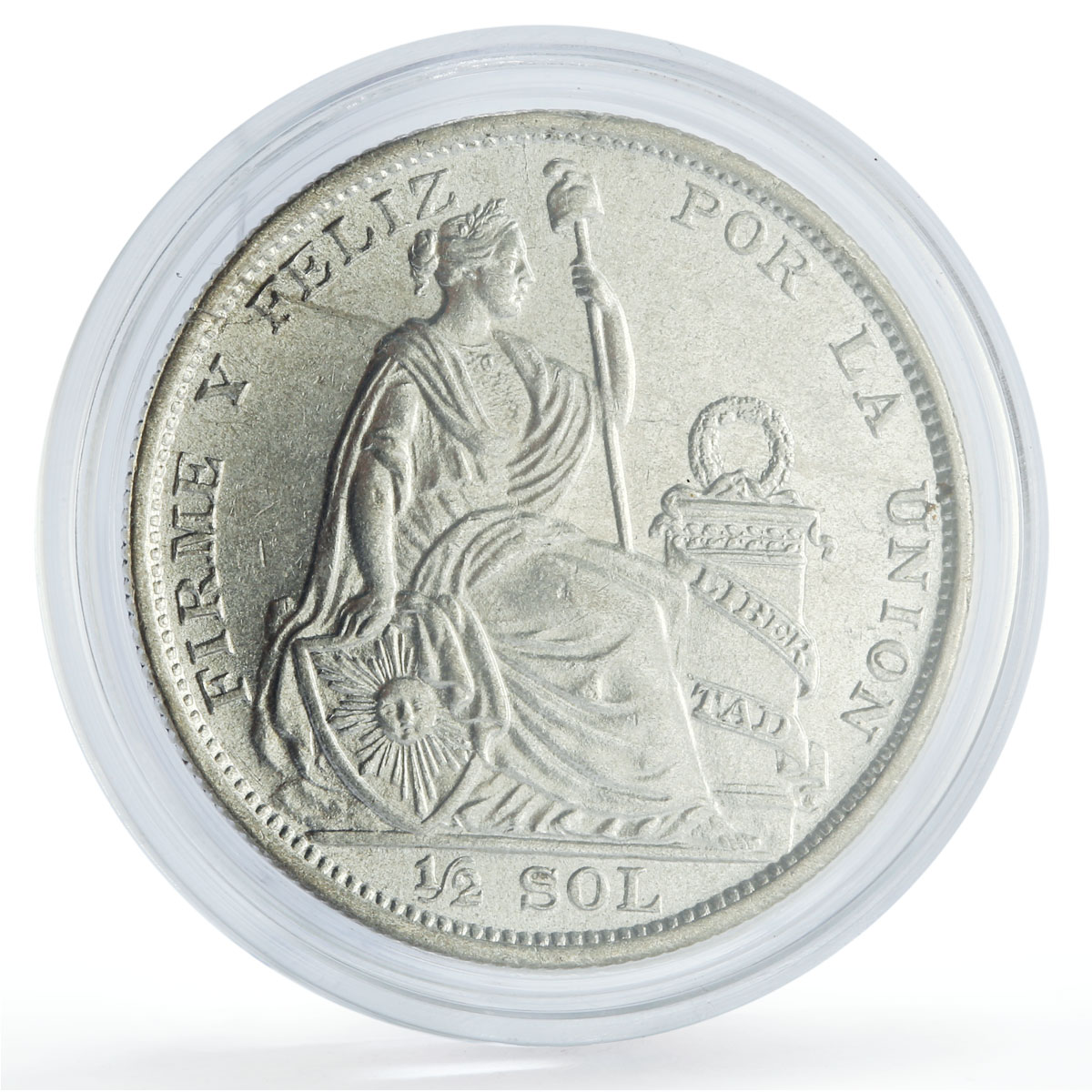 Peru 1/2 sol Republic Regular Coinage Seated Liberty KM-216 silver coin 1923