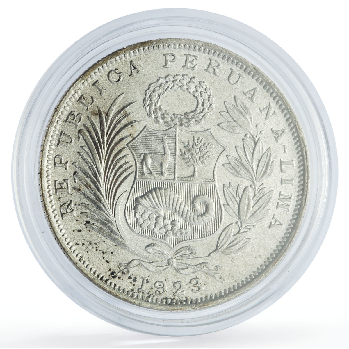 Peru 1/2 sol Republic Regular Coinage Seated Liberty KM-216 silver coin 1923
