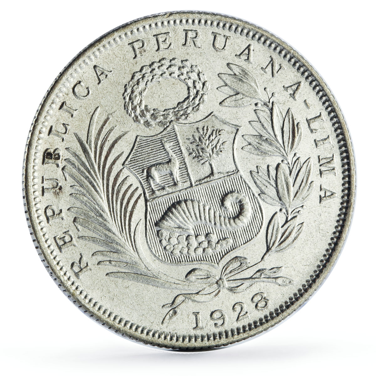 Peru 1/2 sol Republic Regular Coinage Seated Liberty KM-216 silver coin 1928