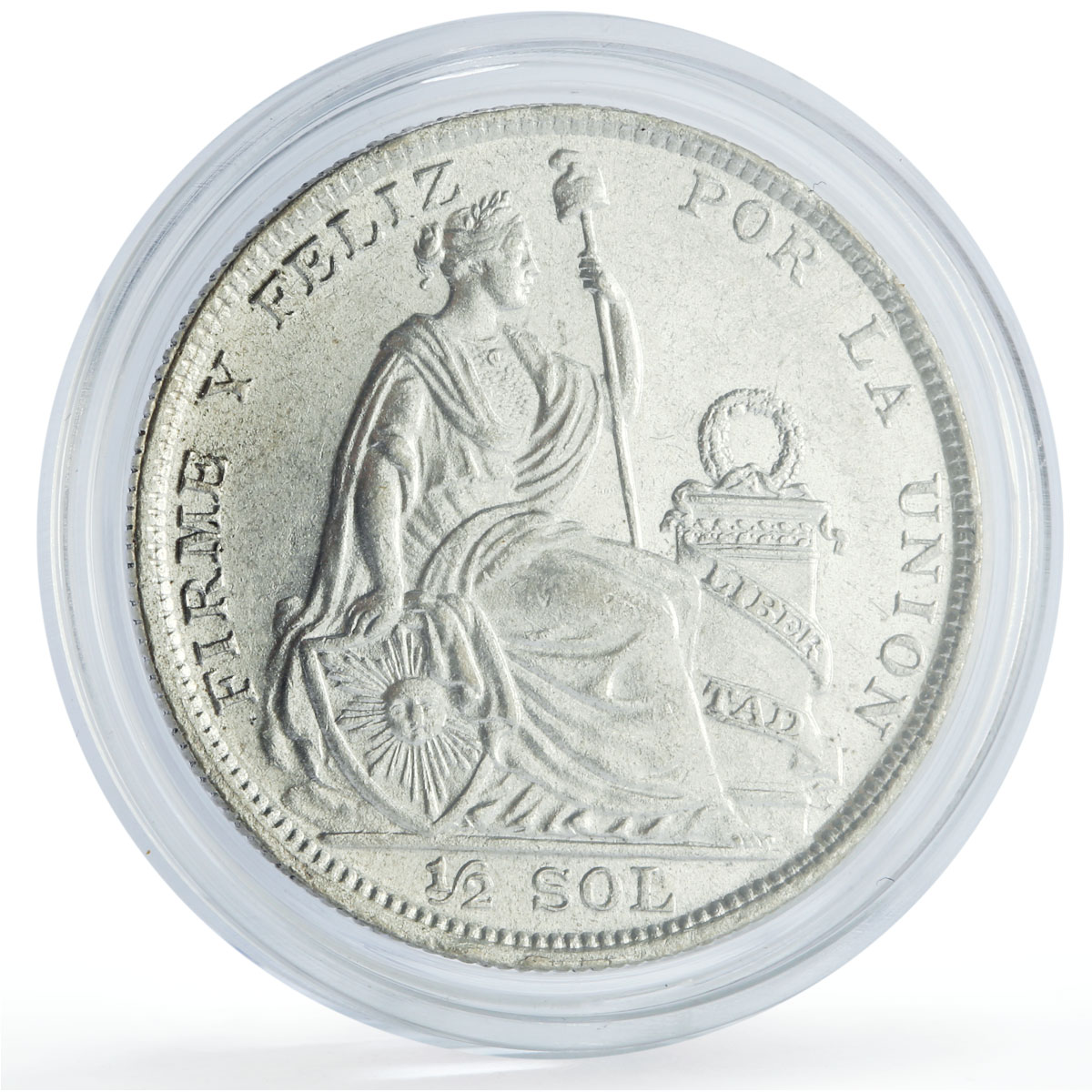 Peru 1/2 sol Republic Regular Coinage Seated Liberty KM-216 silver coin 1928