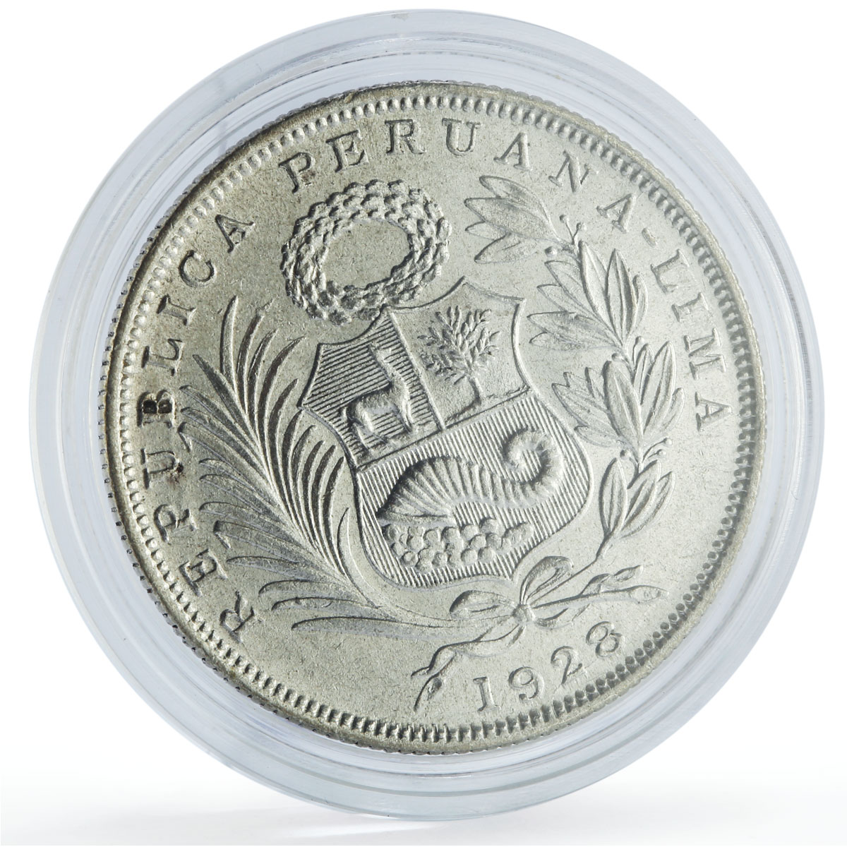Peru 1/2 sol Republic Regular Coinage Seated Liberty KM-216 silver coin 1928