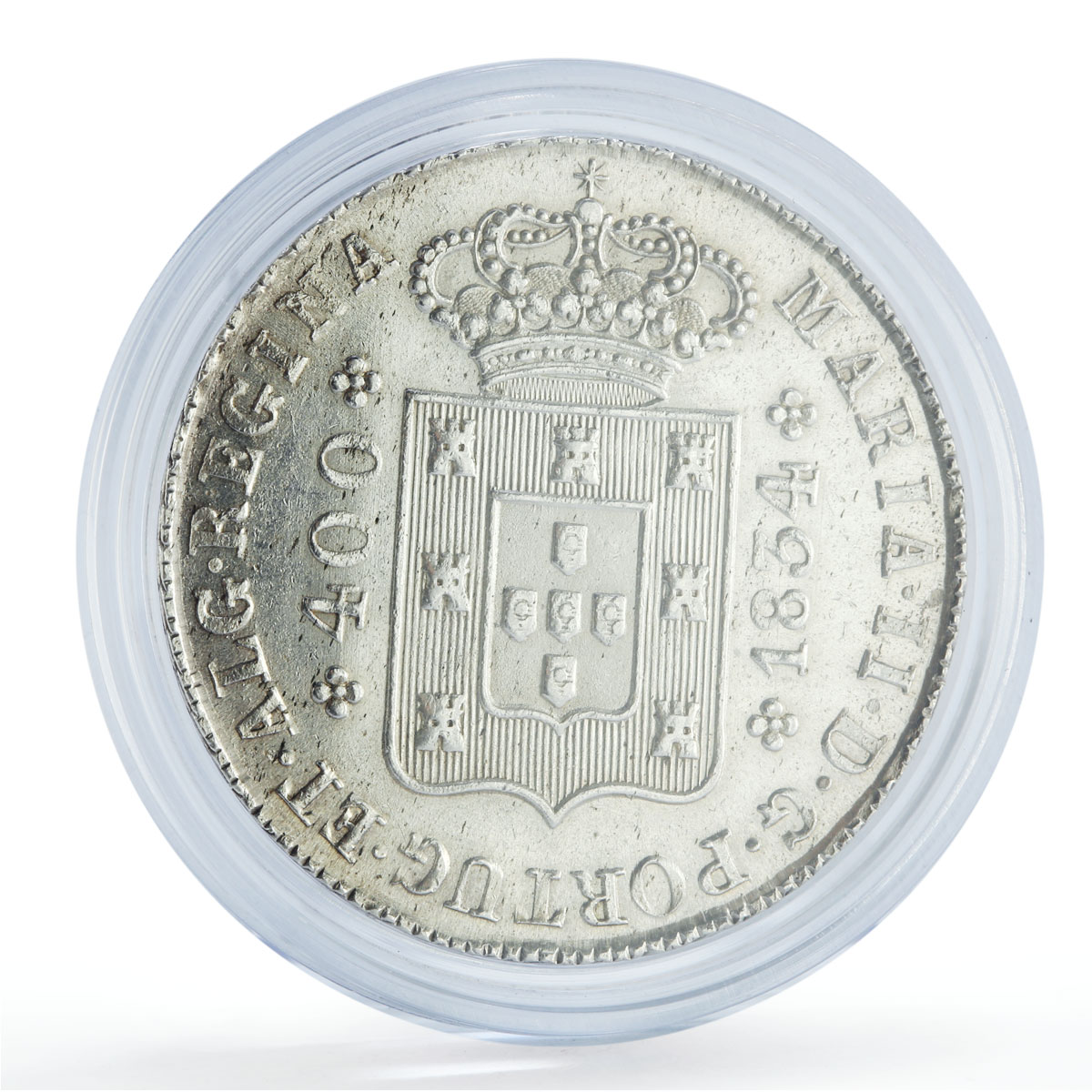 Portugal 400 reis Queen Maria II Coinage Cruzado KM-403.2 silver coin 1834