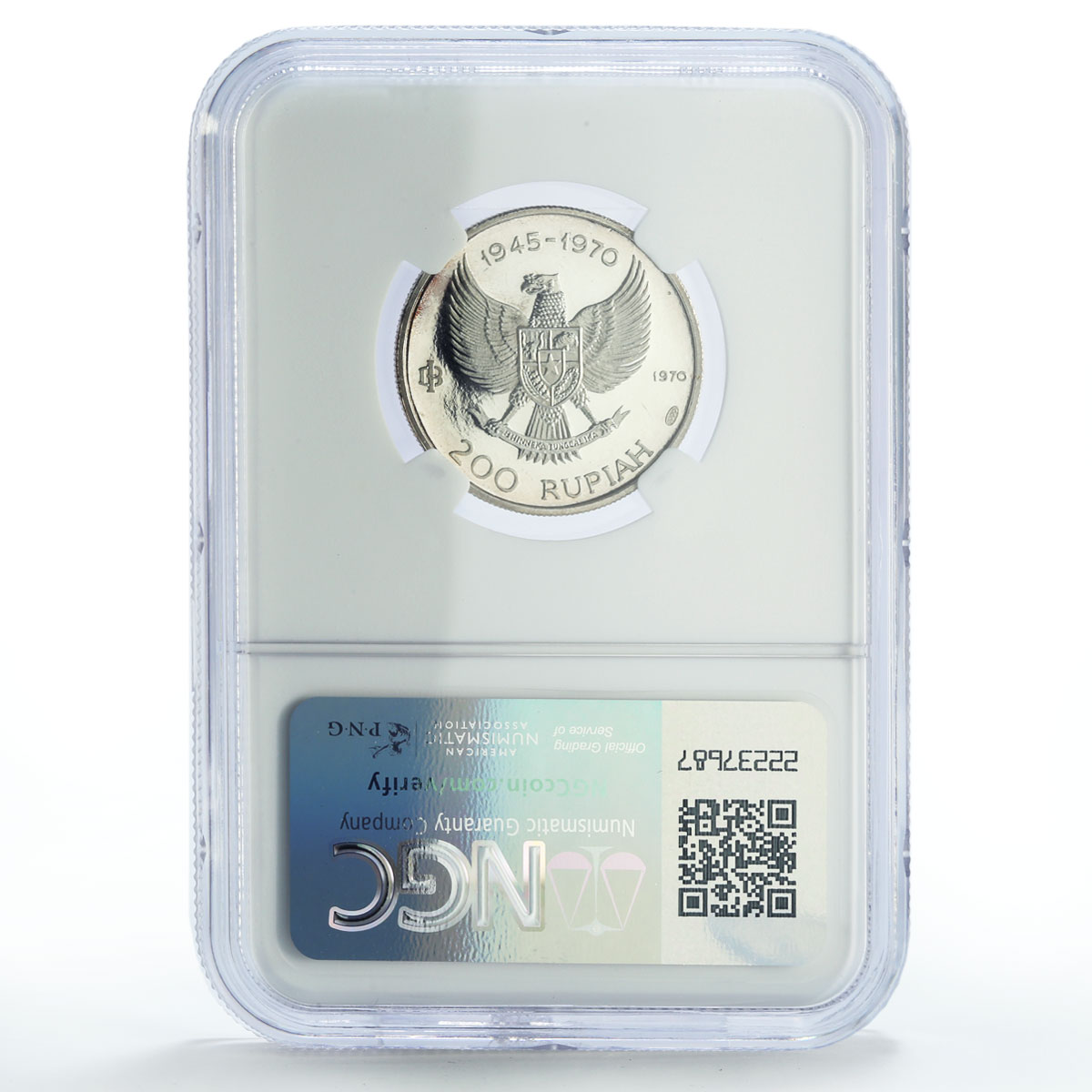 Indonesia 200 rupiah Independence Paradise Great Bird PF65 NGC silver coin 1970