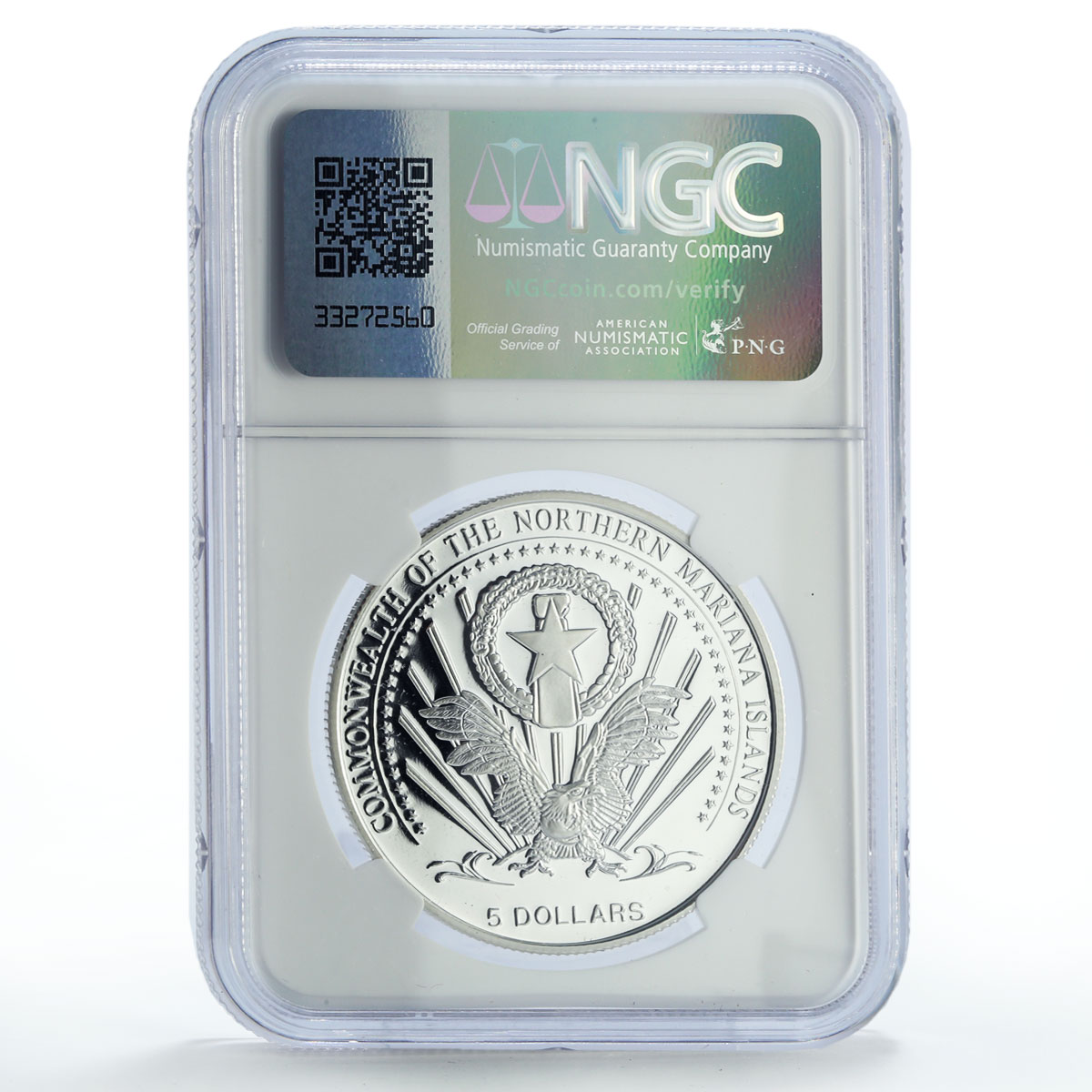 Mariana Islands 5 dollars Marine Life Pearl Diving PR69 NGC silver coin 2004