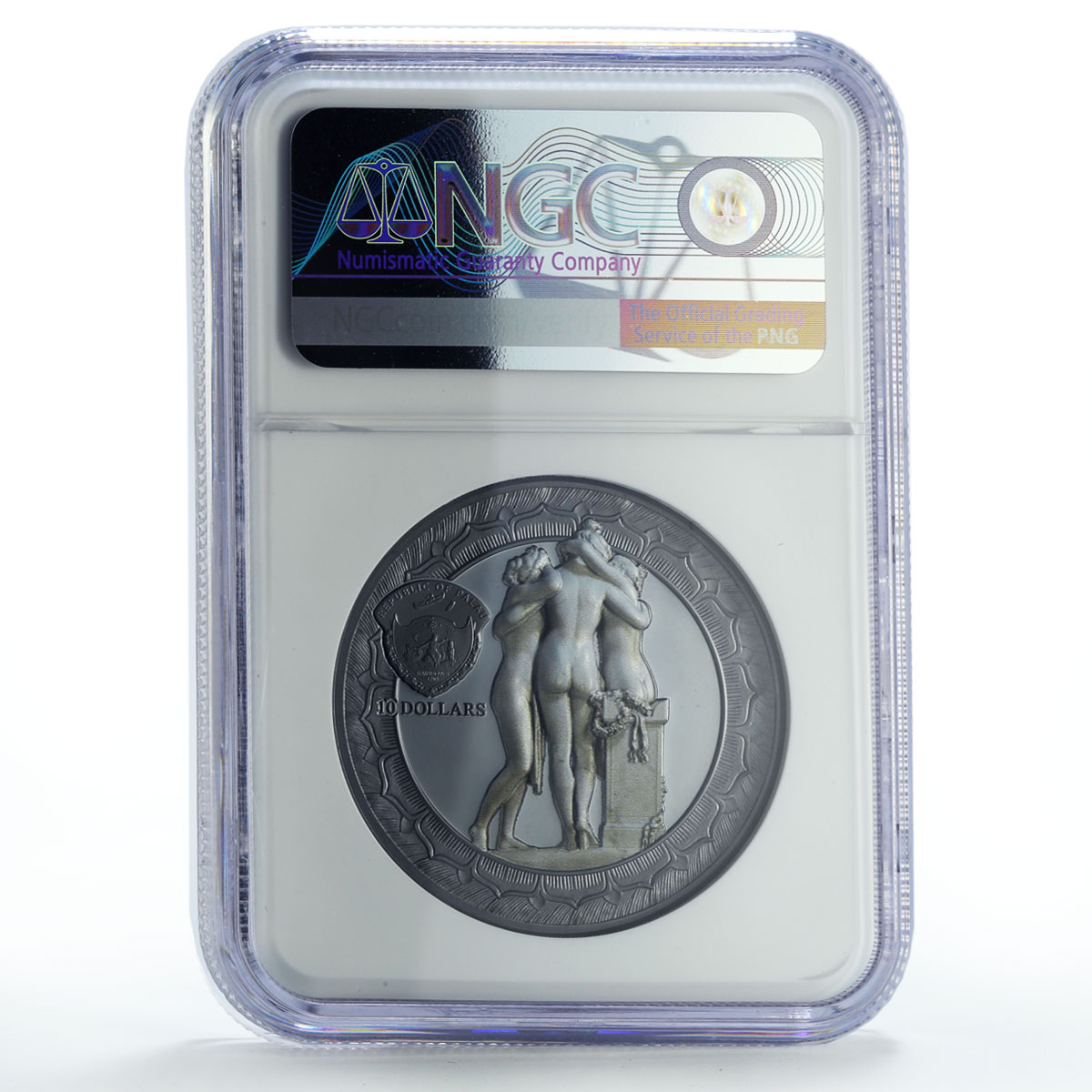 Palau 10 dollars Tre Grazie Three Graces Sculpture Art PF69 NGC silver coin 2020