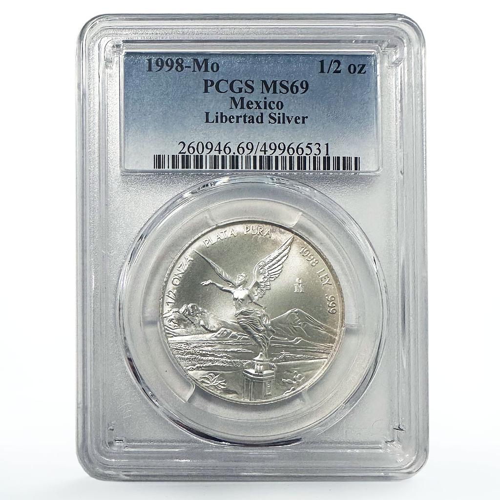 Mexico 1/2 onza Libertad Angel of Independence MS69 PCGS silver coin 1998