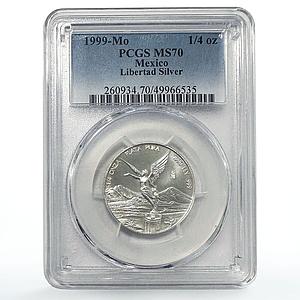 Mexico 1/4 onza Libertad Angel of Independence MS70 PCGS silver coin 1999